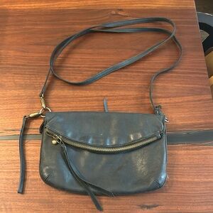 Soft black leather purse crossbody or clutch
